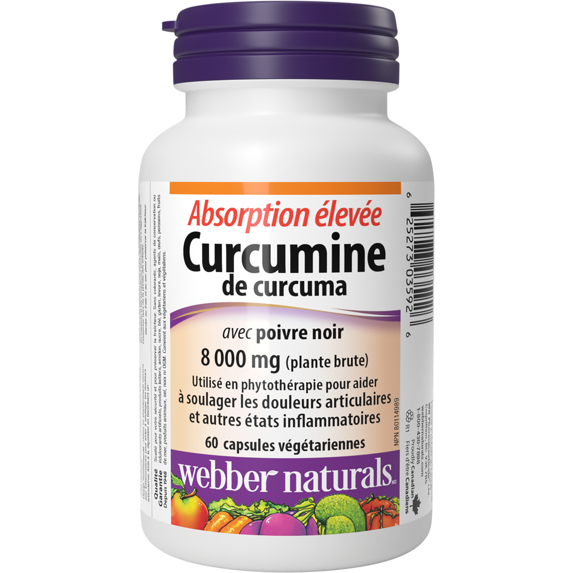 Curcumine de curcuma à absorption élevée avec poivre noir 8 000 mg (plante brute) for Webber Naturals|v|hi-res|WN3592