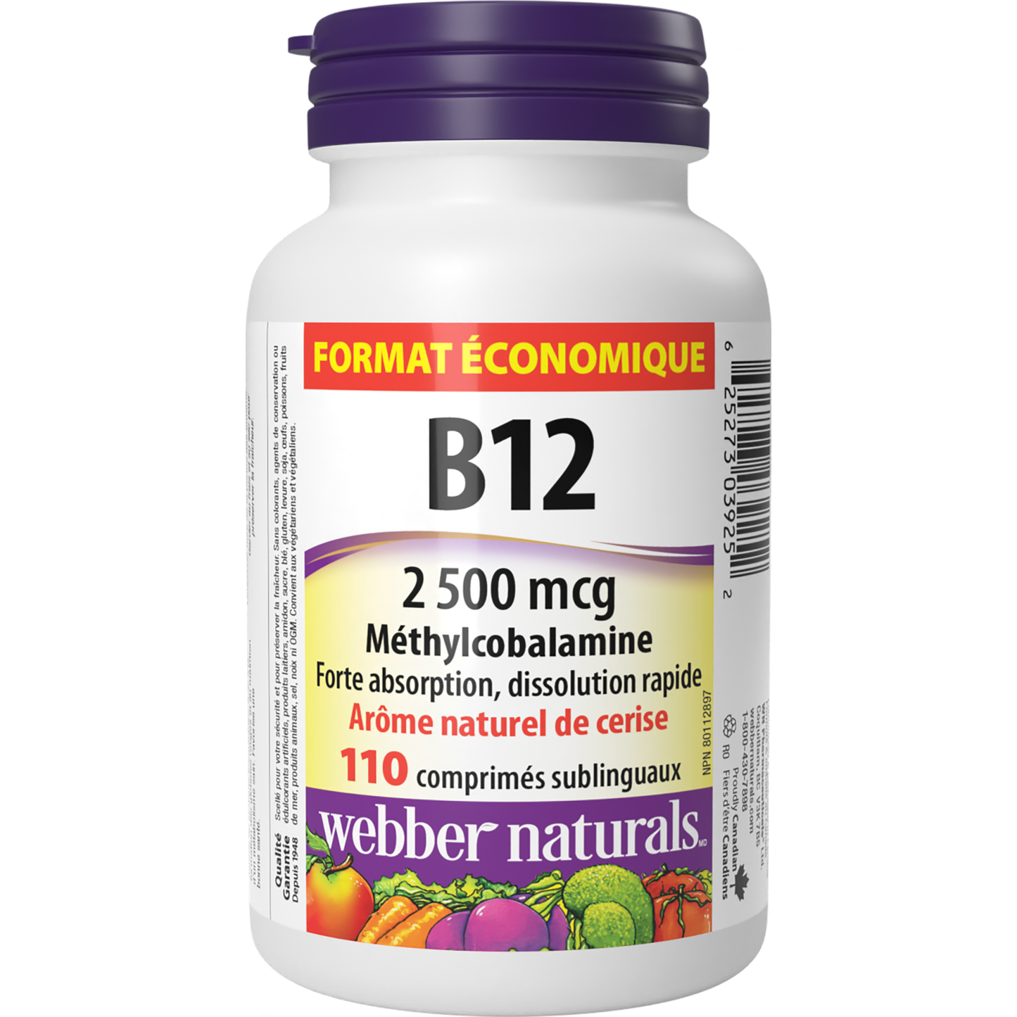 Vitamine B12 Méthylcobalamine 2 500 mcg for Webber Naturals|v|hi-res|WN3925