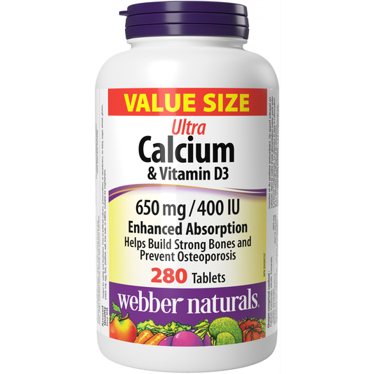 Ultra Calcium & Vitamin D3 Enhanced Absorption 650 mg / 400 IU for Webber Naturals|v|hi-res|WN3905
