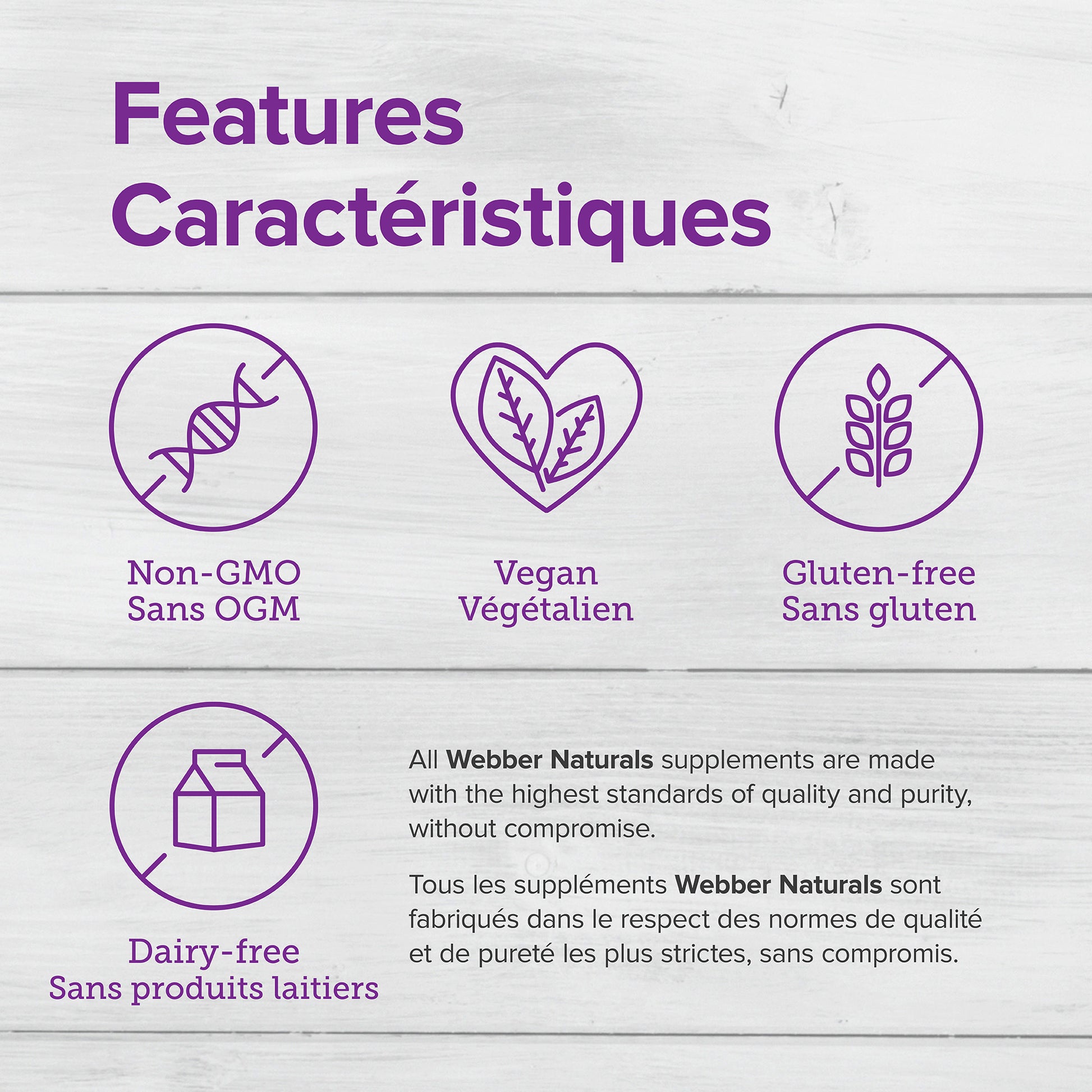 specifications-Quercétine 500 mg for Webber Naturals