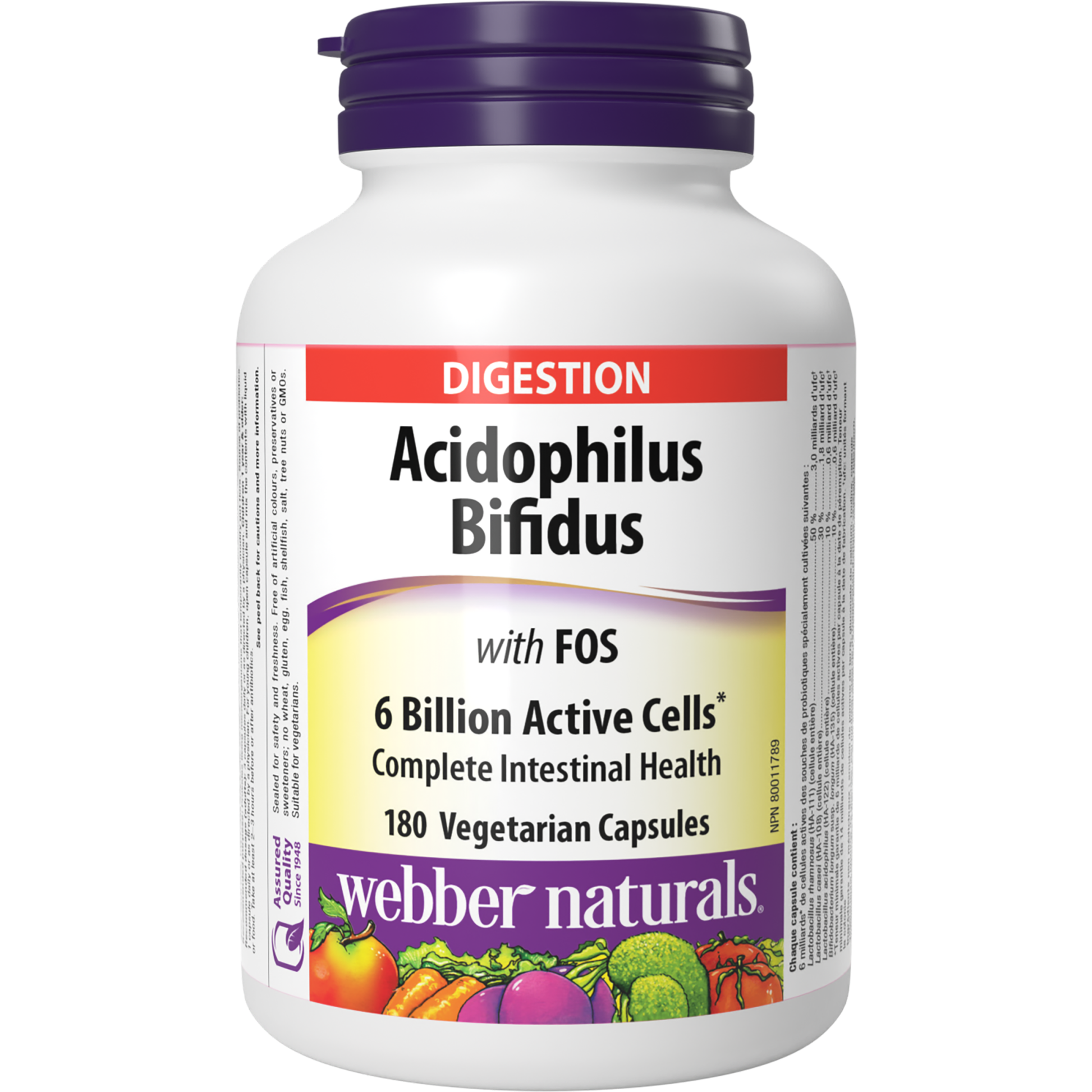 Acidophilus Bifidus with FOS 6 Billion Active Cells for Webber Naturals|v|hi-res|WN5007