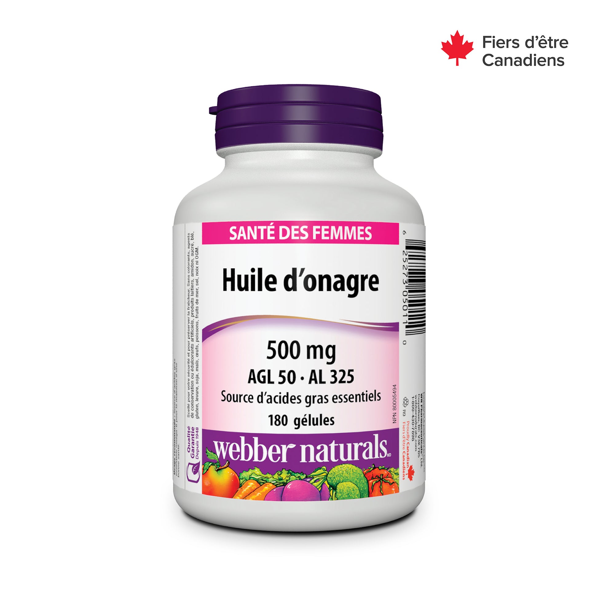Huile d’onagre AGL 50 · AL 325 500 mg for Webber Naturals|v|hi-res|WN5011