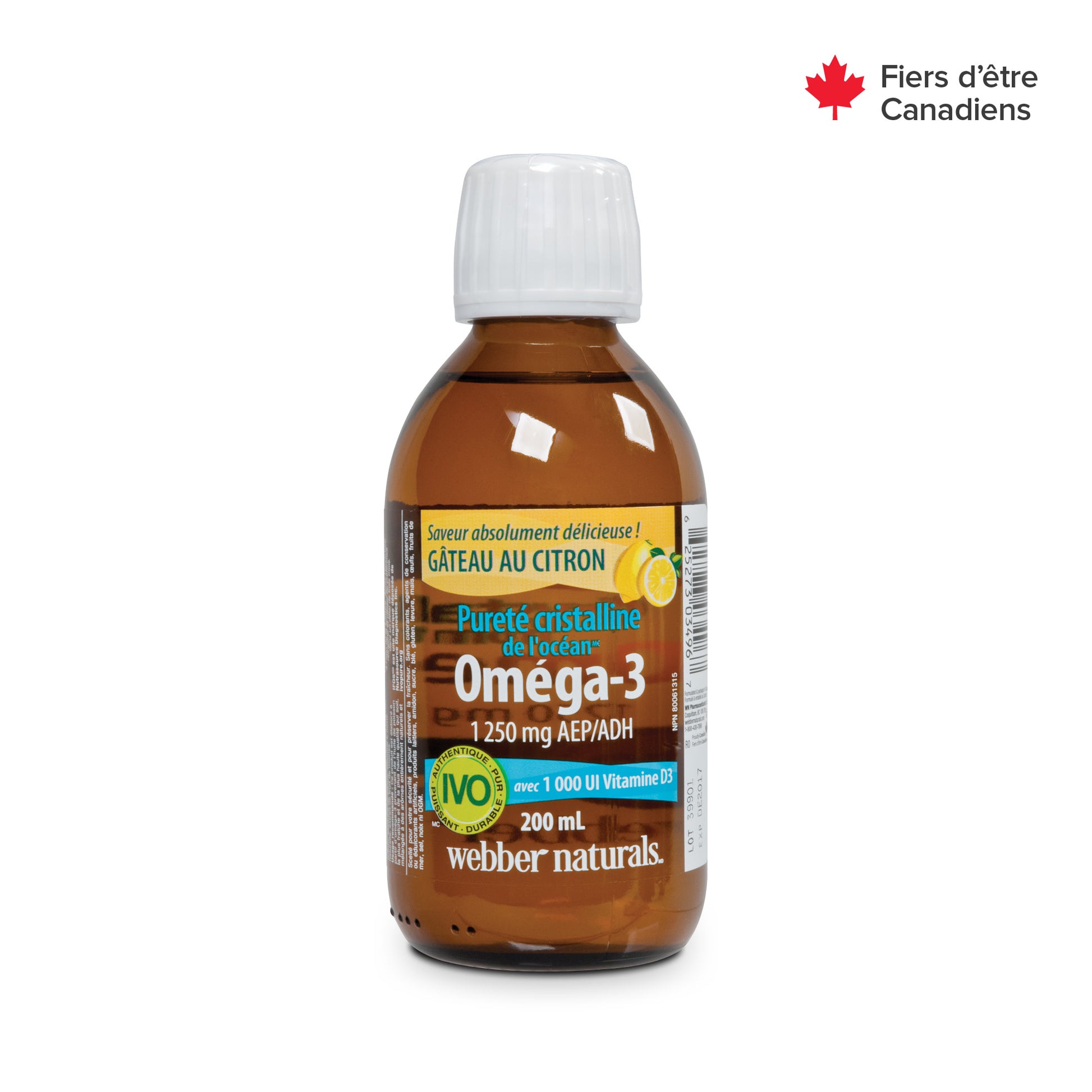 Pureté cristalline de l'océan Oméga-3 avec 1 000 UI Vitamine D3 1 250 mg AEP/ADH Gâteau au citron for Webber Naturals|v|hi-res|WN3496
