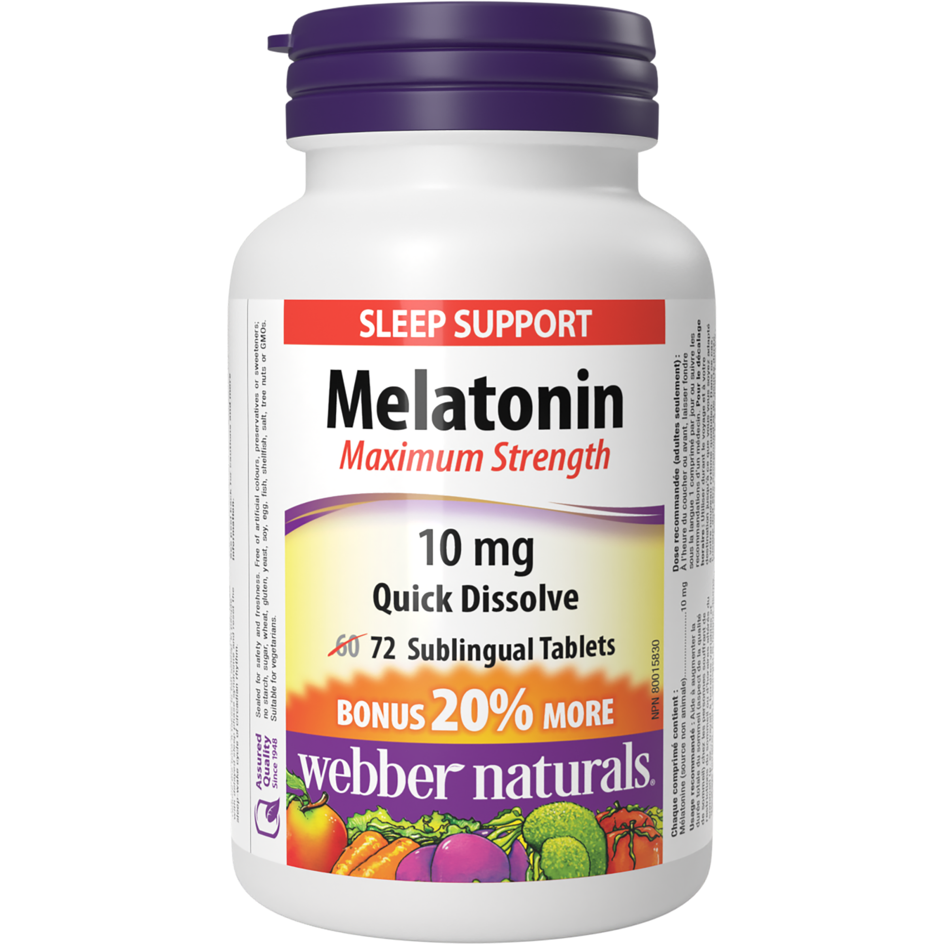 Melatonin Maximum Strength Quick Dissolve 10 mg for Webber Naturals|v|hi-res|WN3827