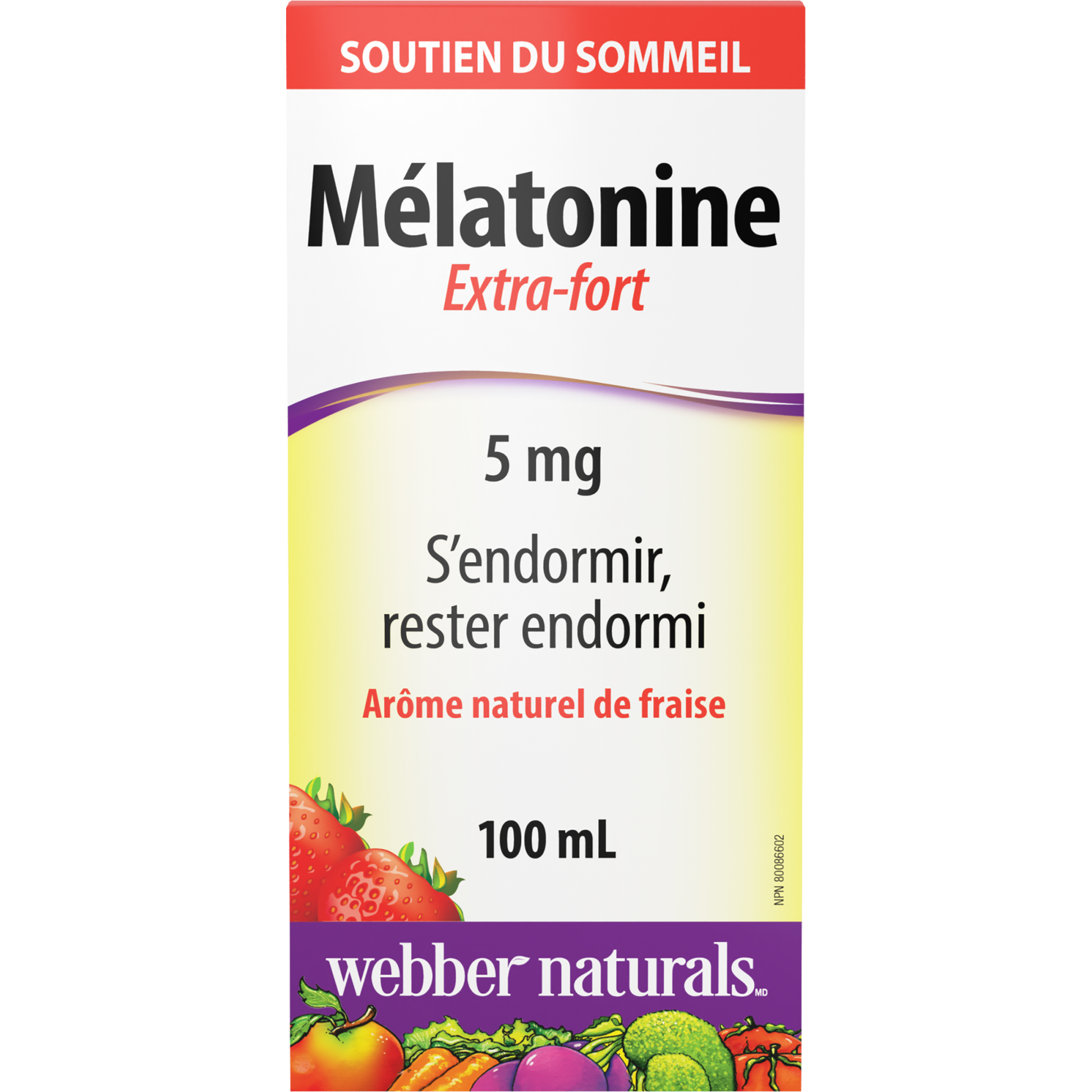 Mélatonine Extra-fort 5 mg Arôme naturel de fraise for Webber Naturals|v|hi-res|WN3599