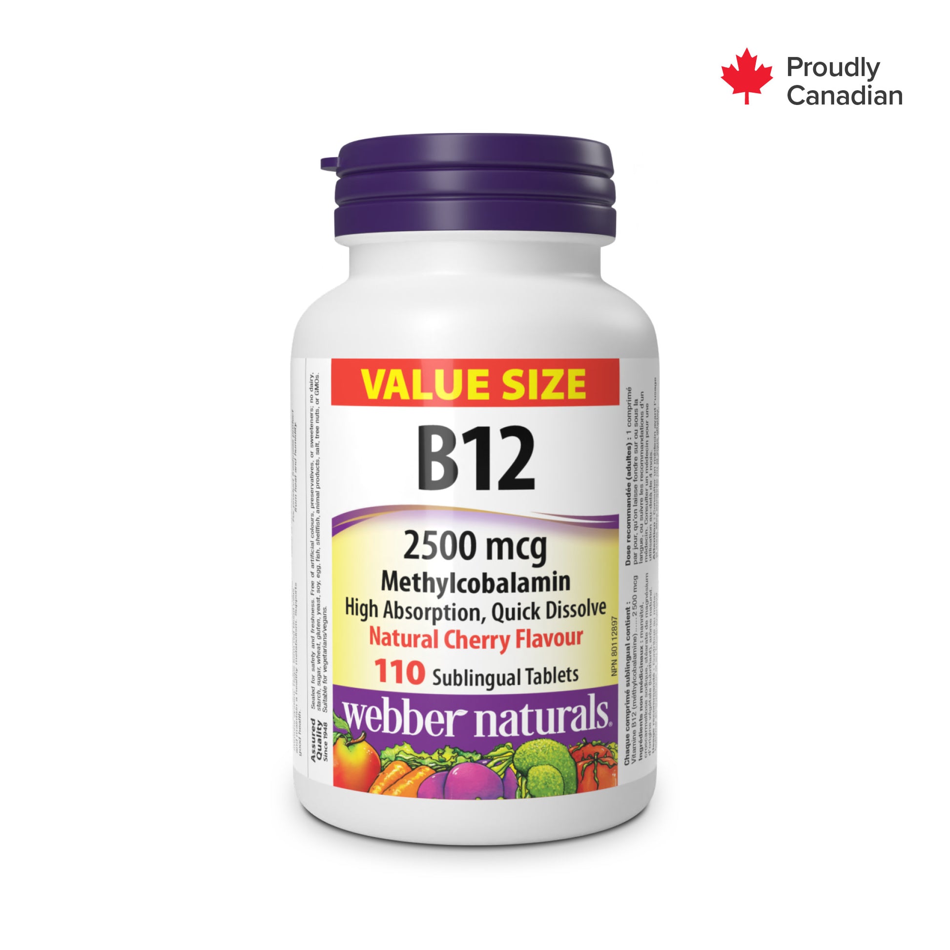 Vitamine B12 Méthylcobalamine 2 500 mcg for Webber Naturals|v|hi-res|WN3925