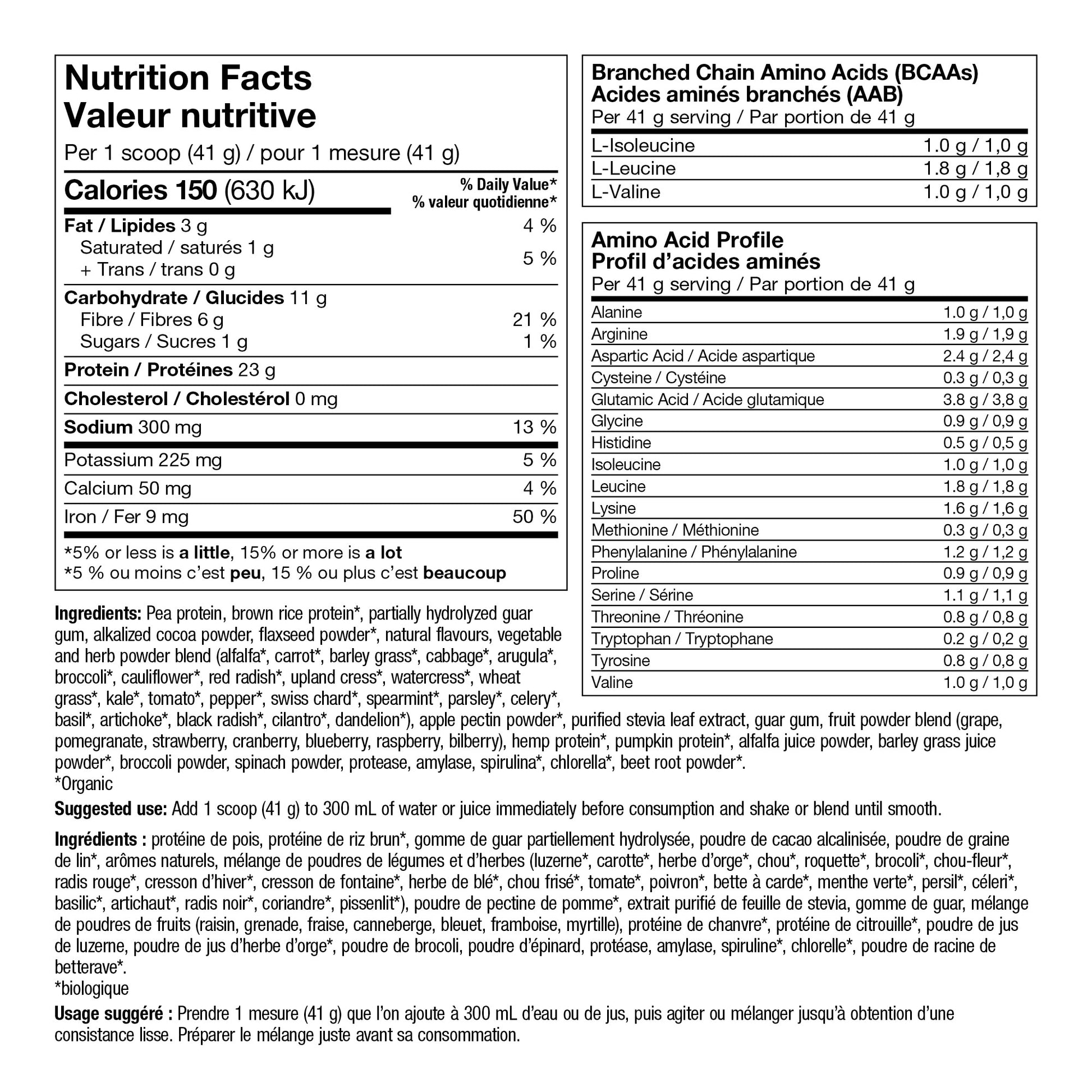specifications-Tout en un shake vegan chocolat intense for Webber Naturals