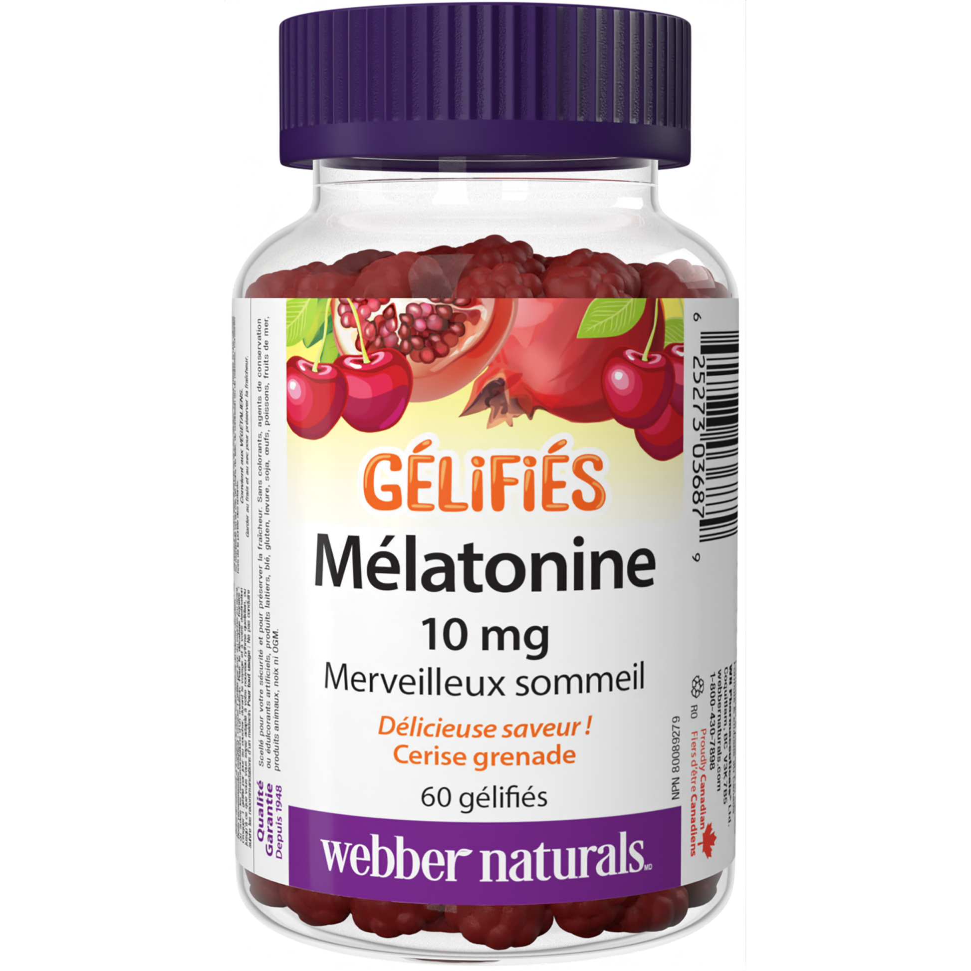 Mélatonine  10 mg Cerise grenade for Webber Naturals|v|hi-res|WN3687