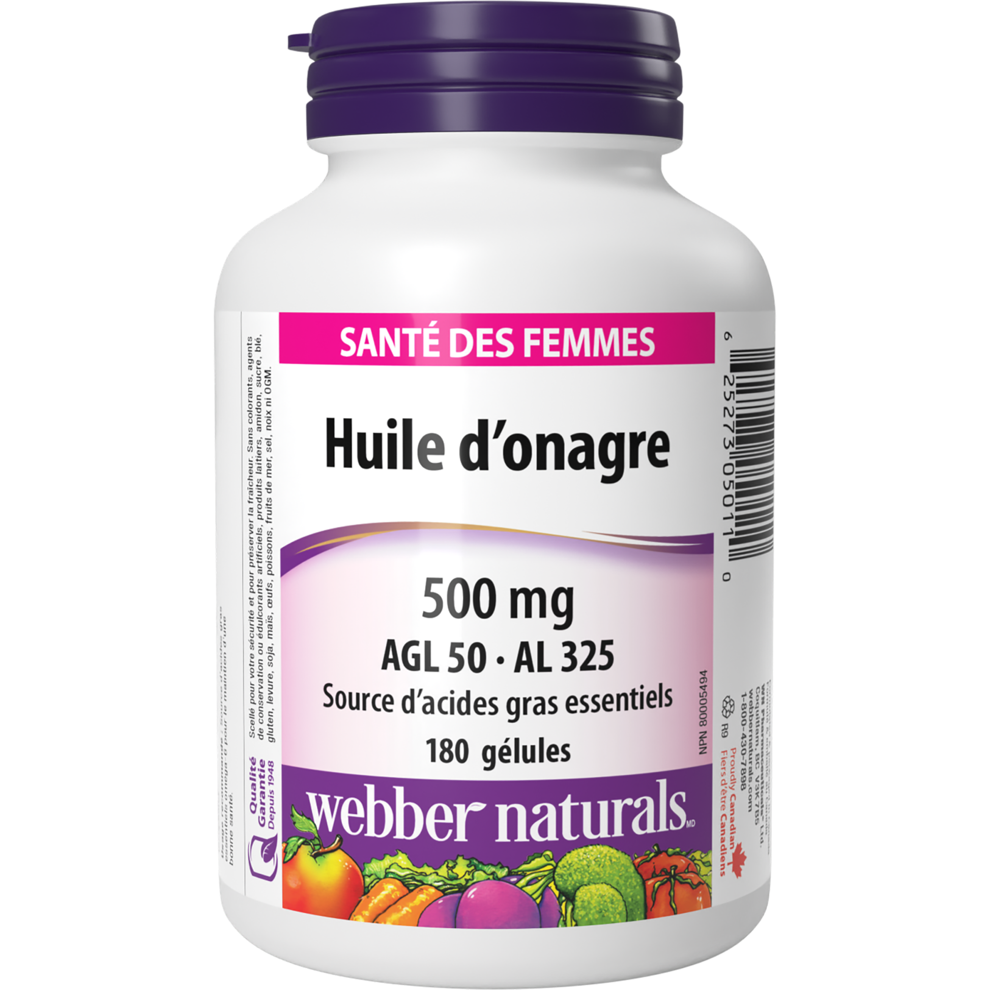 Huile d’onagre AGL 50 · AL 325 500 mg for Webber Naturals|v|hi-res|WN5011