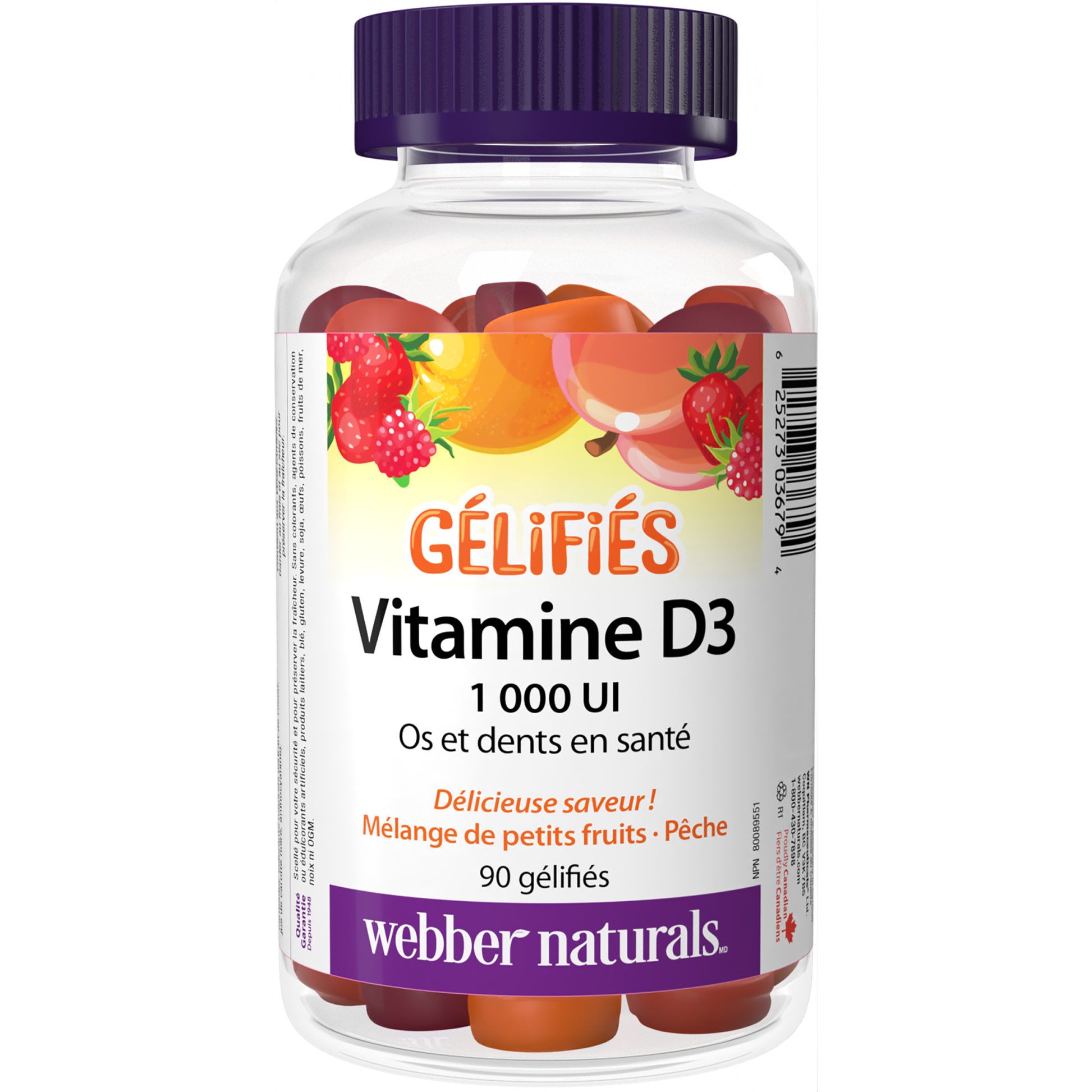 Vitamine D3  1 000 UI mélange de petits fruits · pêche for Webber Naturals|v|hi-res|WN3679