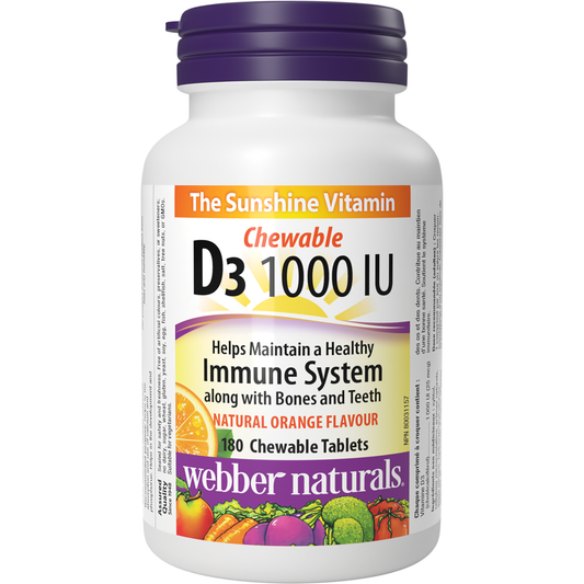 Vitamin D3 Chewable 1000 IU, Natural Orange Flavour for Webber Naturals|v|hi-res|WN3540