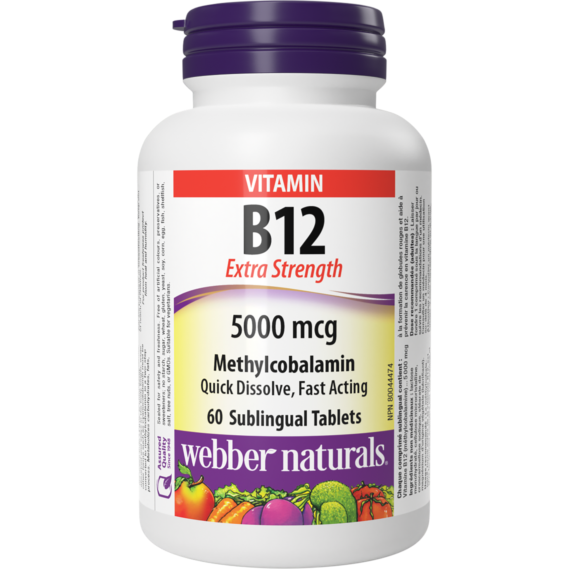 Vitamin B12 Extra Strength Methylcobalamin 5000 mcg for Webber Naturals|v|hi-res|WN3175