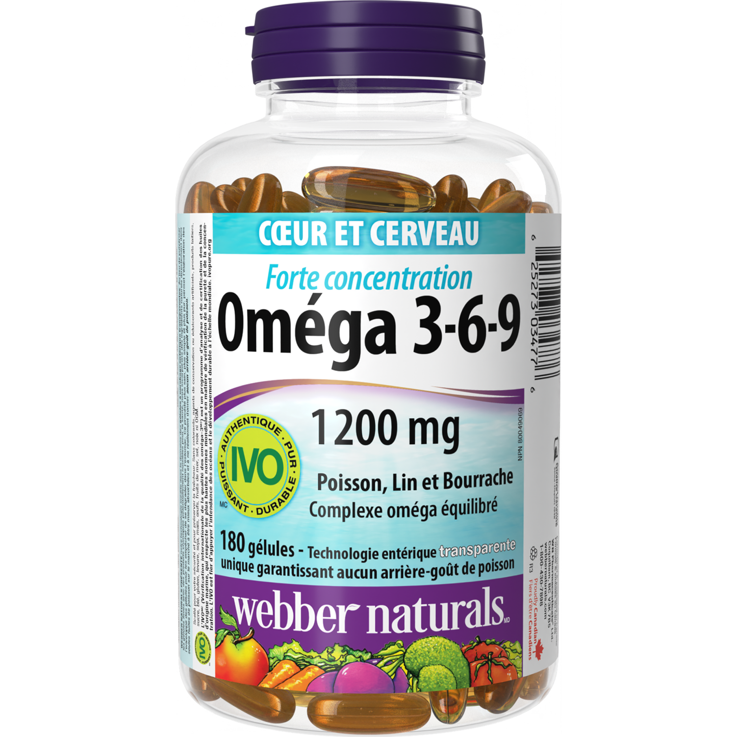 Oméga 3-6-9 Forte concentration Poisson, Lin et Bourrache 1 200 mg for Webber Naturals|v|hi-res|WN3477
