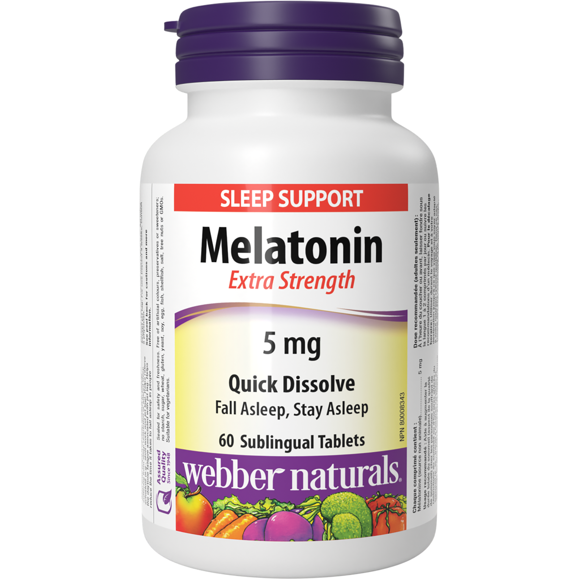 Melatonin Extra Strength Quick Dissolve 5 mg for Webber Naturals|v|hi-res|WN3646