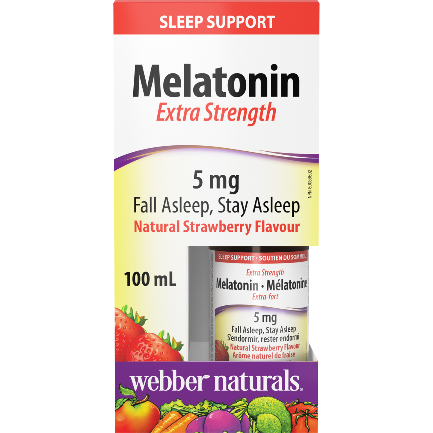 Melatonin Extra Strength 5 mg Natural Strawberry for Webber Naturals|v|hi-res|WN3599