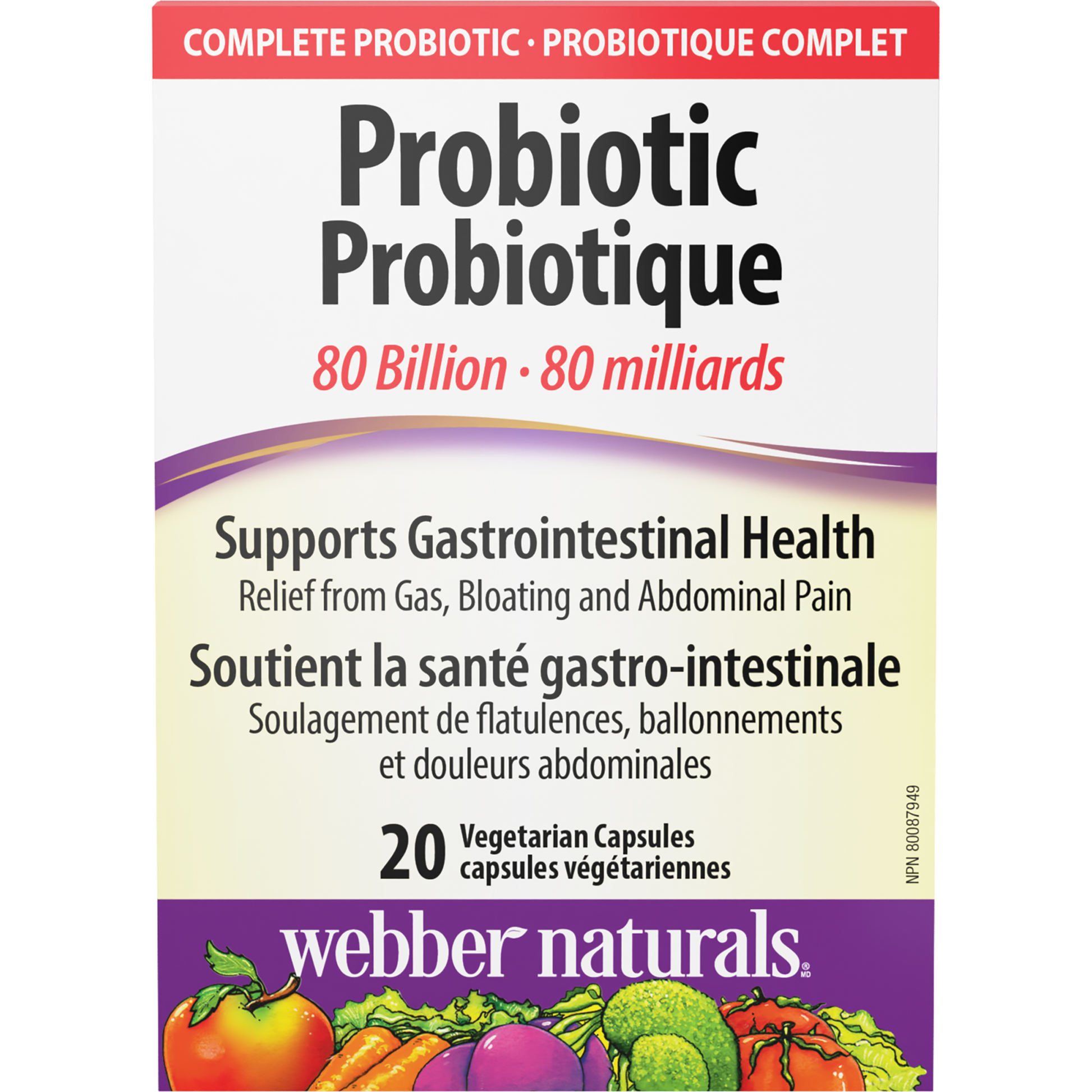 Probiotic 80 Billion 8 Probiotic Strains for Webber Naturals|v|hi-res|WN3194