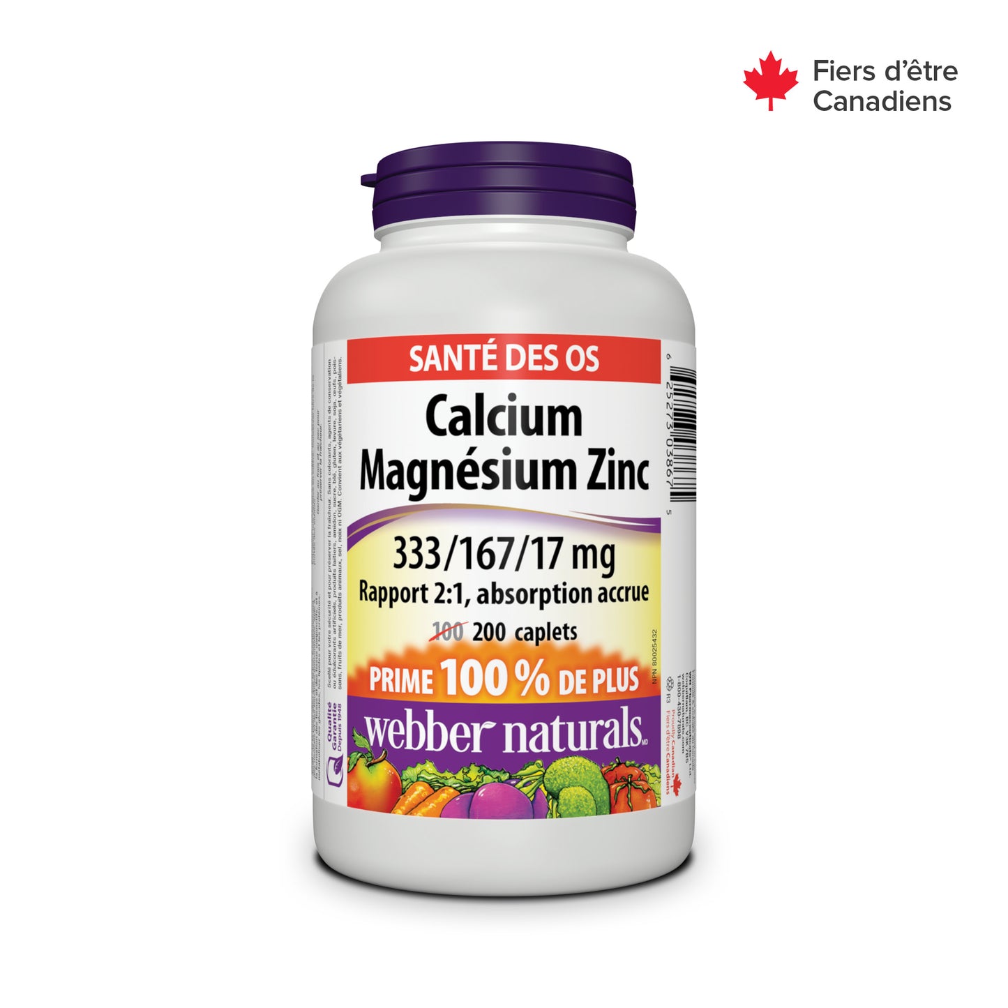 Calcium Magnesium Zinc 2:1 Ratio, Enhanced Absorption 333/167/17 mg for Webber Naturals|v|hi-res|WN3867