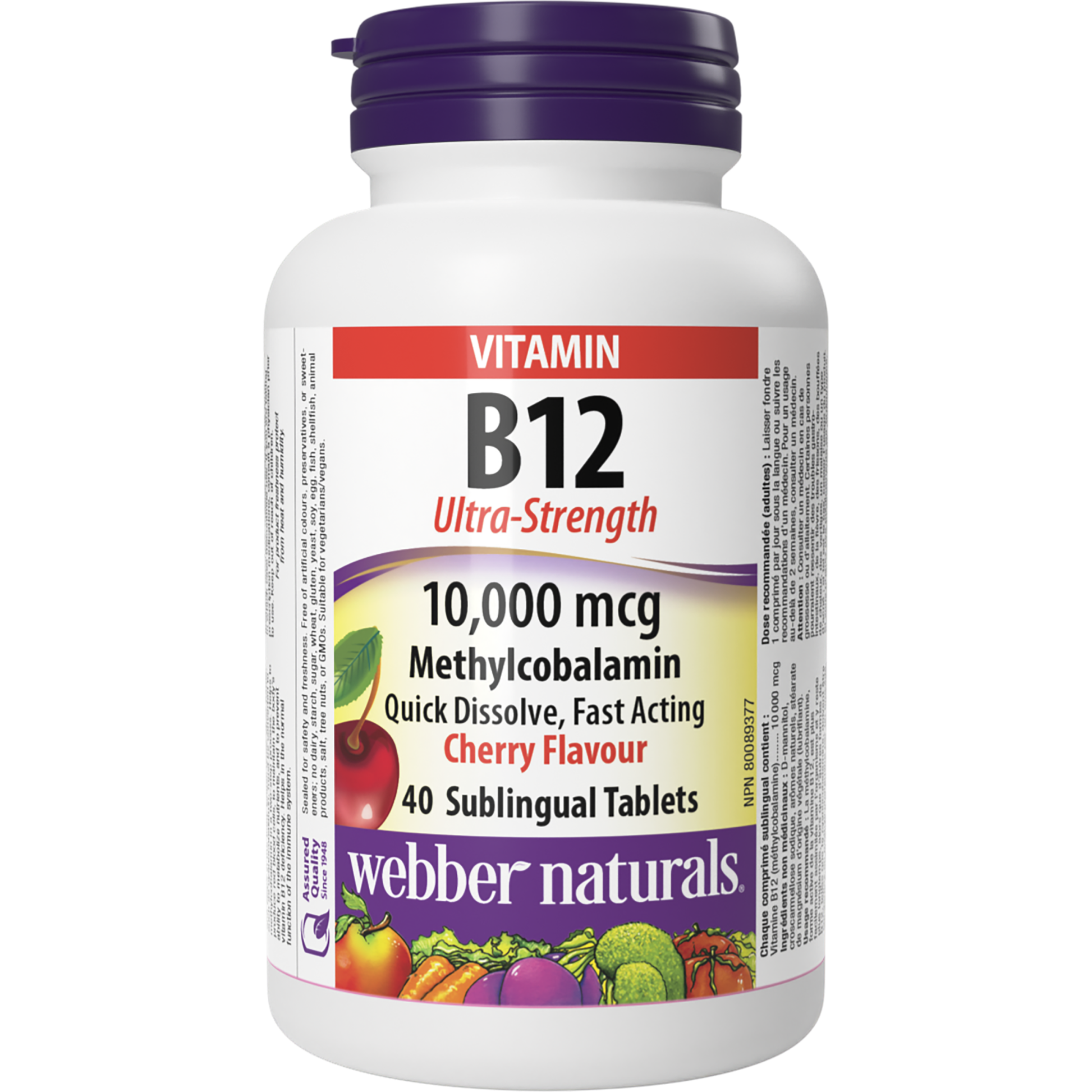 B12 Ultra-Strength 10,000 mcg Cherry Flavour for Webber Naturals|v|hi-res|WN3176