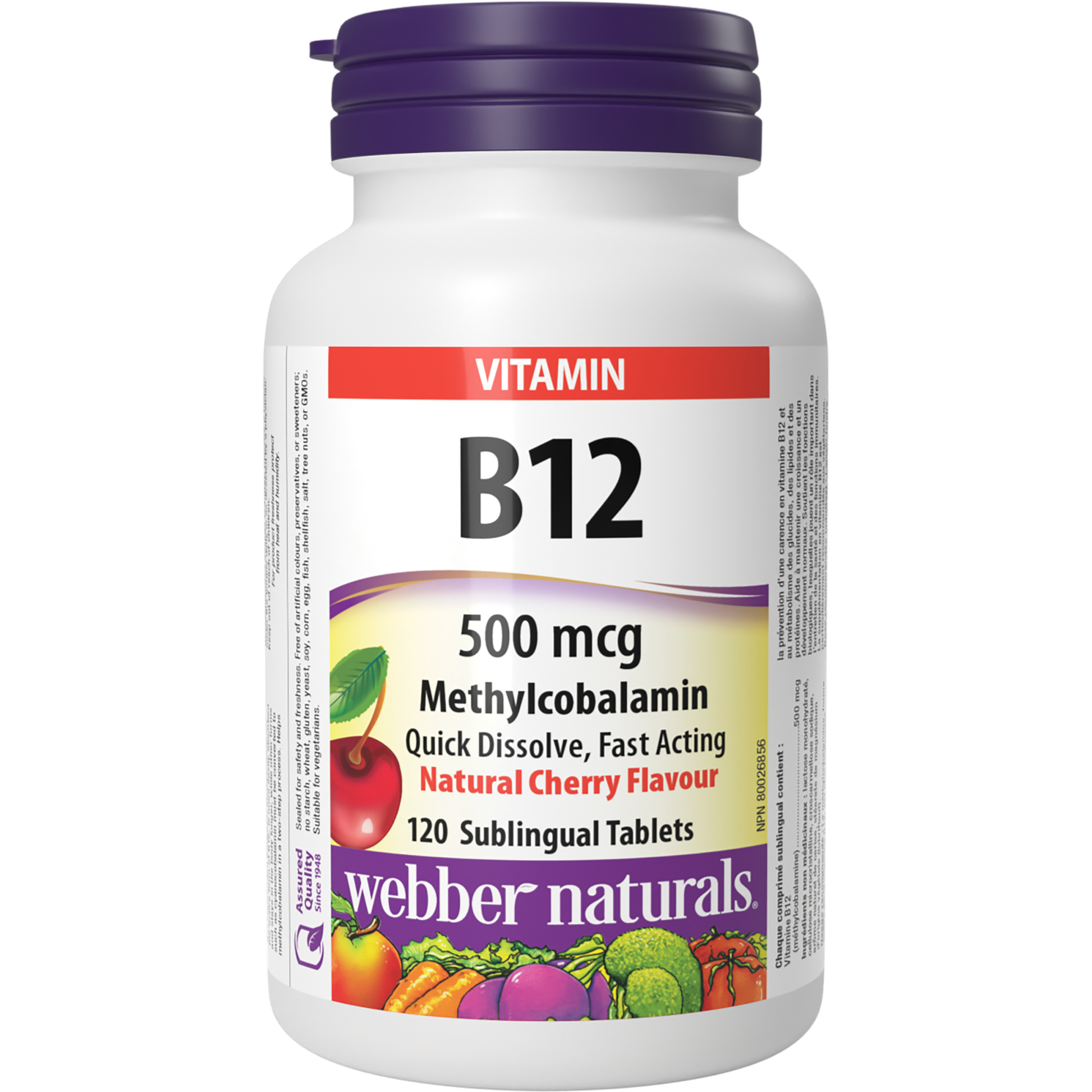 Vitamin B12 500 mcg Natural Cherry Flavour for Webber Naturals|v|hi-res|WN3170
