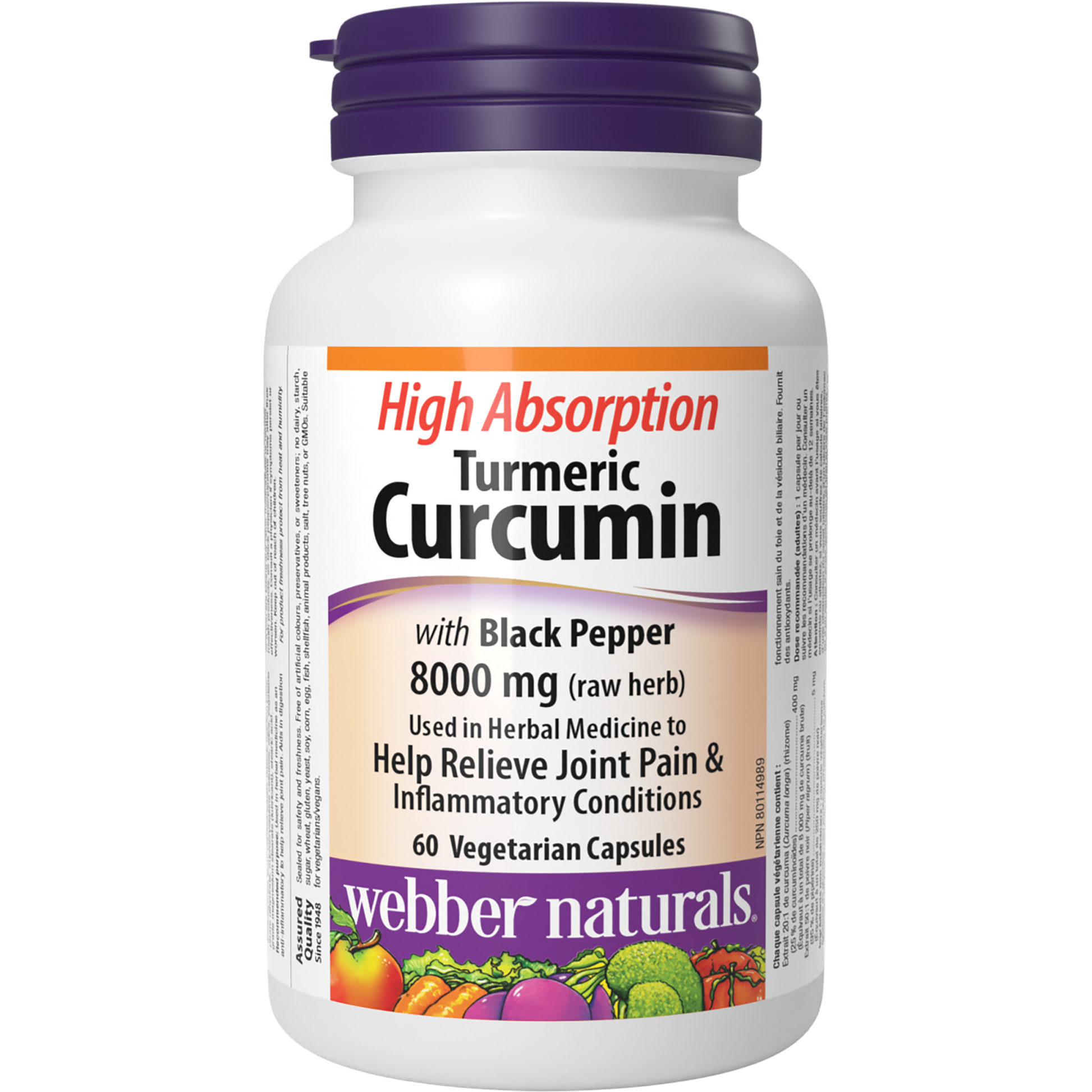 Turmeric Curcumin High Absorption with Black Pepper 8000 mg (raw herb) for Webber Naturals|v|hi-res|WN3592