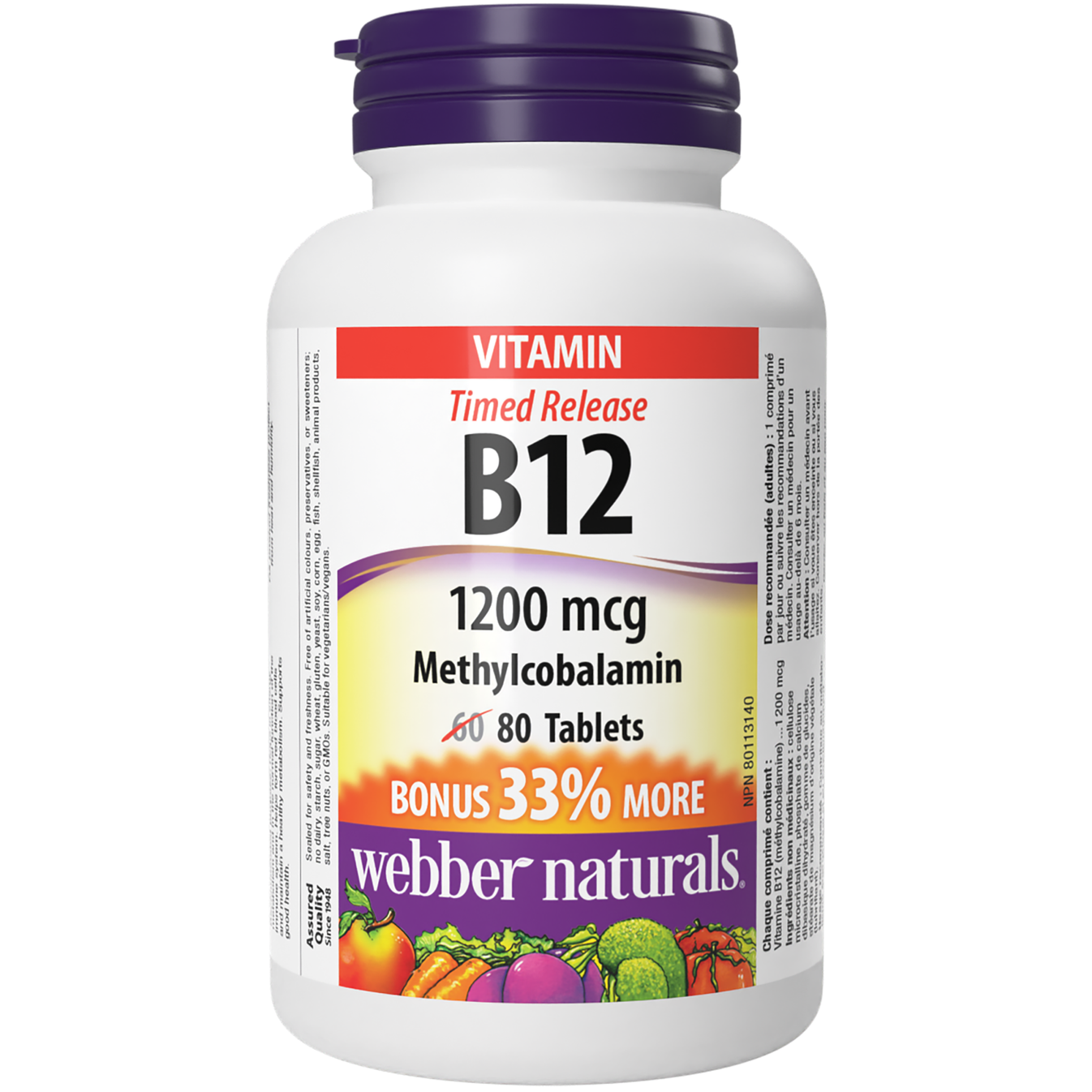 Vitamin B12 Methylcobalamin 1200 Mcg Webber Naturals